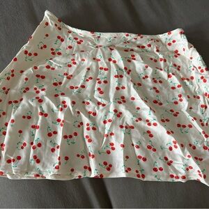Zara Cherry Print White Skirt
